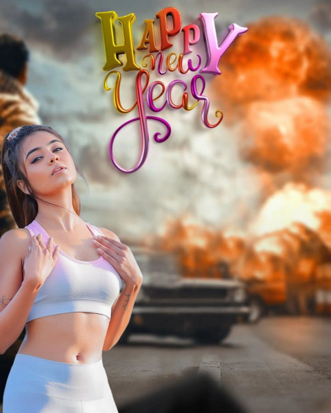 Happy New Year 2025 Free Editing Girl Background CB