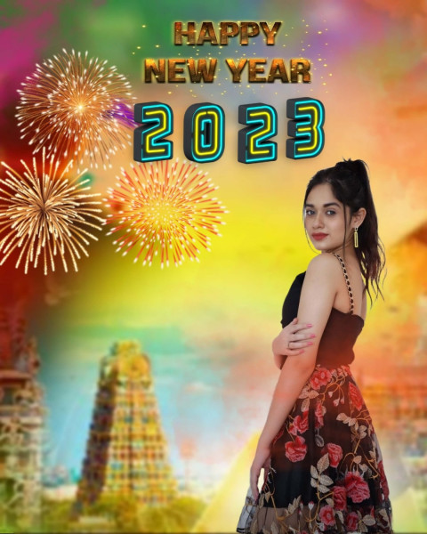 Happy New Year 2023 Editing HD Background With Girl