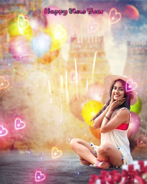 Sitting Girl 2025 New Year HD CB Background For Picsart