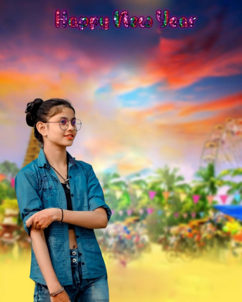 Cute Girl 2025  New Year Free Photoshop Background With Girl