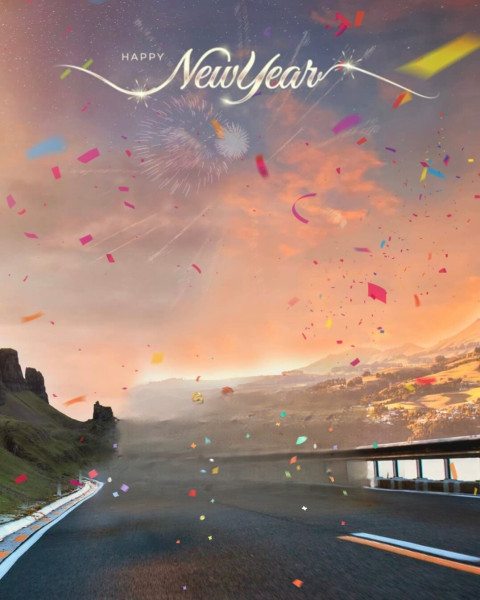 Happy New Year 2025 Road Editing Background HD