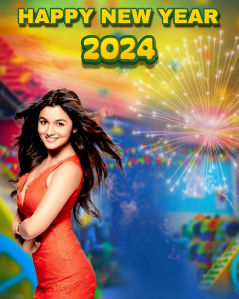 Happy New Year 2024 Background CB With Girl For Photo Editing
