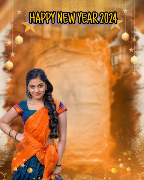 Happy New Year 2024 Background CB With Smile Girl For Photo Editing