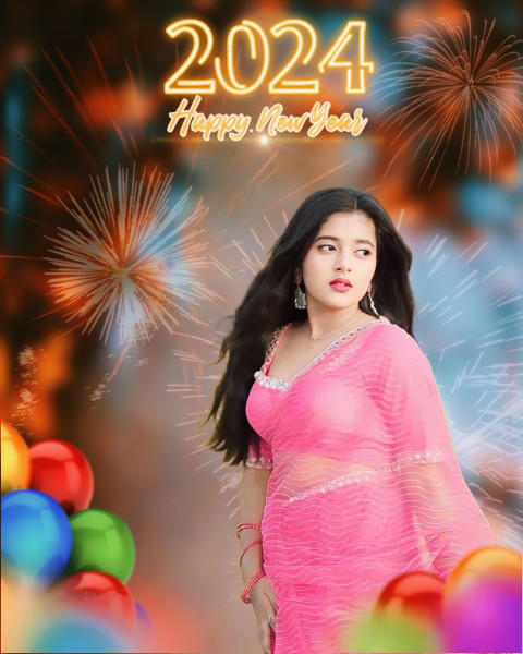 Happy New Year 2024 Girl Photo Editing CB Background Download