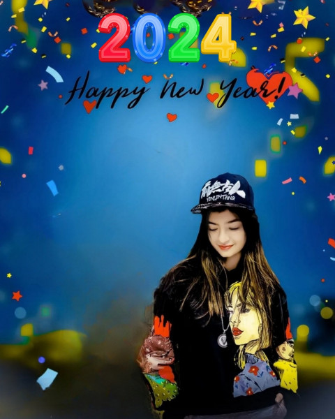Happy New Year 2024 Photo Editing Images HD Background CB Girl