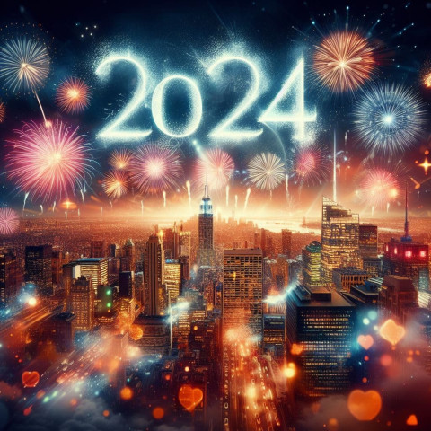 Happy New Year 2024 Wishes Images Free Background HD Pic