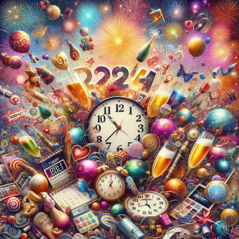 Happy New Year 2024 Wishes Images Free Background HD Pics