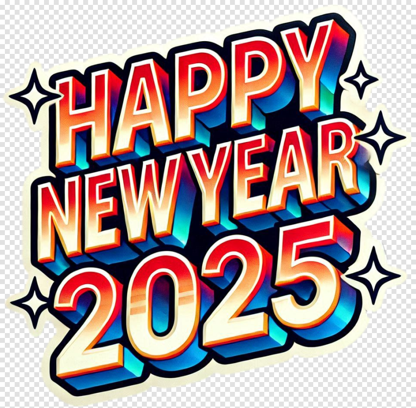 Happy New Year 2025 Text Png For Website Headers