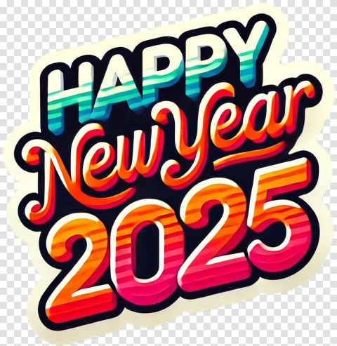 Happy New Year 2025 Text Png With Fireworks Effects