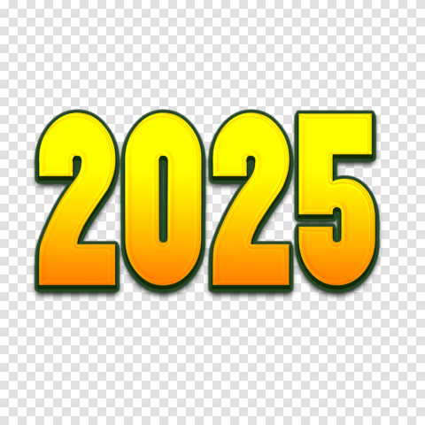 Happy New Year 2025 Typography Png