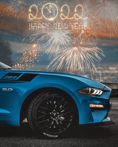 Happy New Year Background 2022 With Car PicsArt Photo