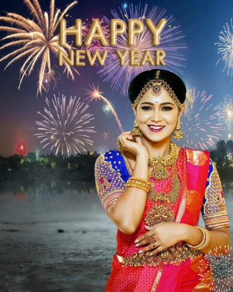 2025 Happy New Year CB Background With Girl For Editing
