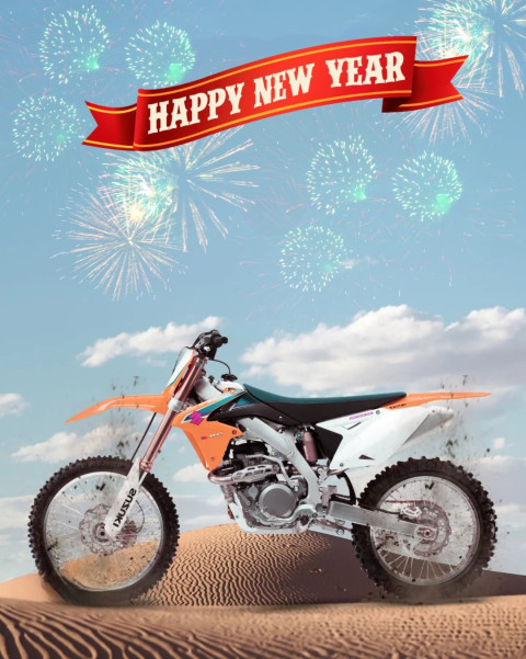 2025 Happy New Year HD KTM Bike Background CB For Editing