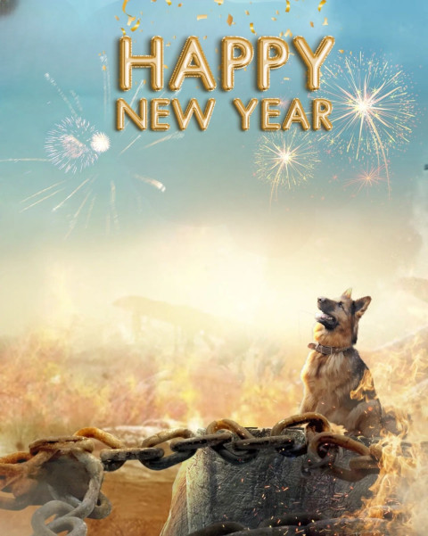 Download New Year Photoshop 2025 Editing Dog Background