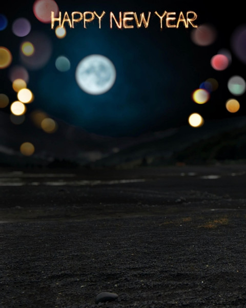 2025 Happy New Year Dark Photoshop Editing Background