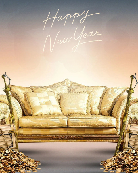 2025 Happy New Year Sofa Background HD For Free Photo Editing