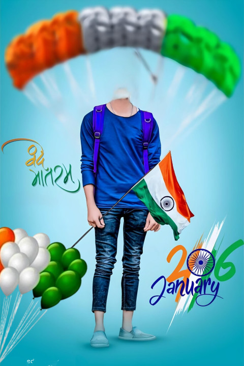 Happy Republic Day Edit Without Head Boy Background Indian Flag Photos