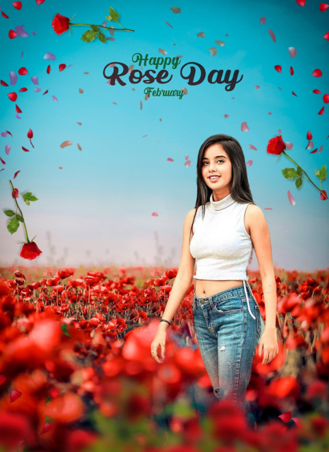 Happy Rose Day CB Background With Cute Girl
