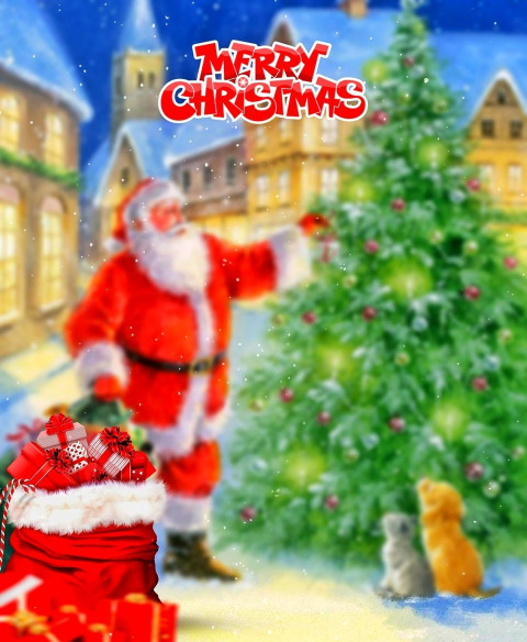 Happy Santa Claus Full Bosy Stock Image HD Free Editing Background Photo