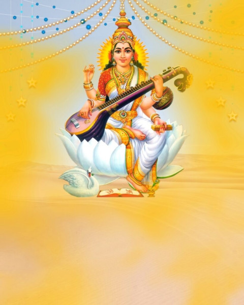 Happy Saraswati Mata Photo Editing Background