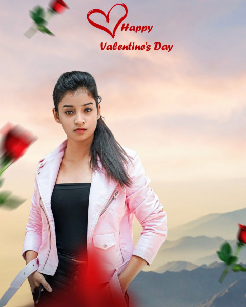 Happy Valentine Day CB Background With Girl For Photo Editing HD