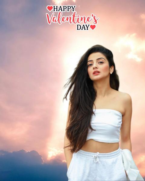 Happy Valentine's Day Background For Editing With Girl Picsart Photo