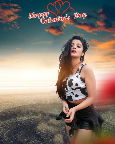 Happy Valentine's Day Background For Editing With Girl Picsart Photo Images