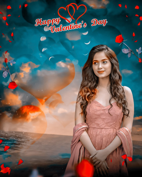 Happy Valentines Day Background Girl For Photoshop