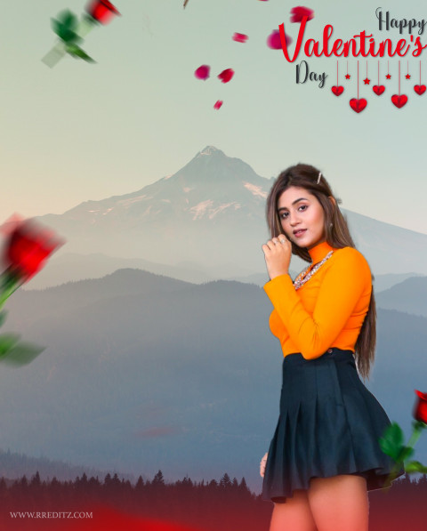 Happy Valentine's Day Photoshop Background With Girls