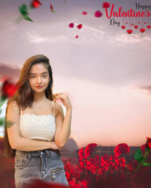 Happy Valentine's Day Photoshop Background With Girls
