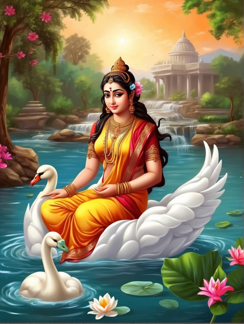 Happy Vasant Panchmi Maa Saraswati Puja Background CB  For Editing