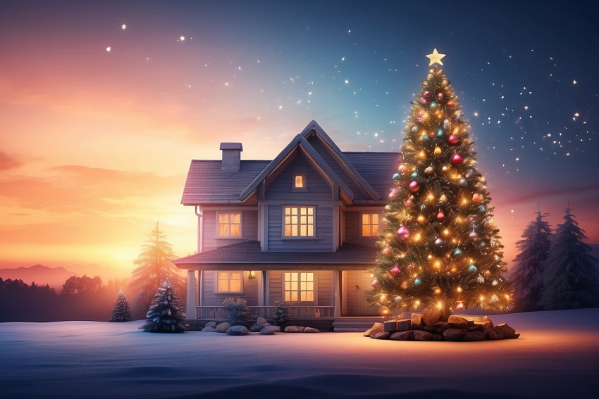 HD Santa Claus House Merry Christmas CB Blur Sunset Wallpapers For Desktop