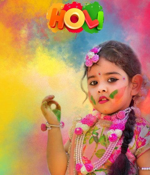 Holi Color Photo Editing Background With Girls HD