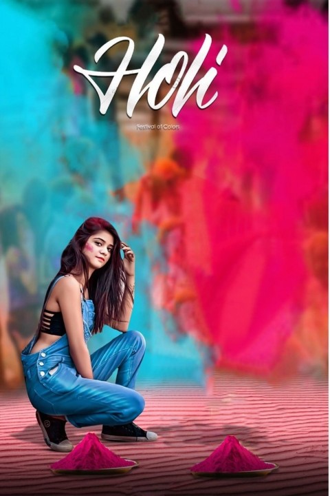 Holi Photo Editing Background With Girl