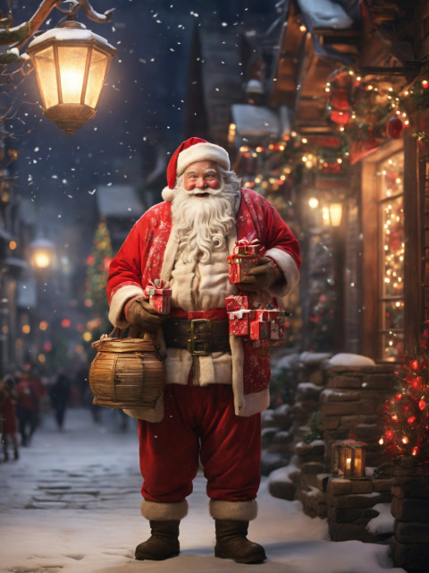 🔥In the Heart of A Snowy Village Santa Claus Background Full HD ...