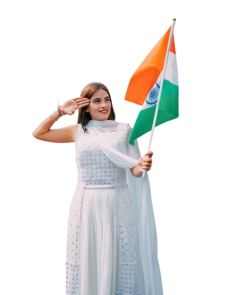 In White Drees Girl Png With Flag Free Clipart Images