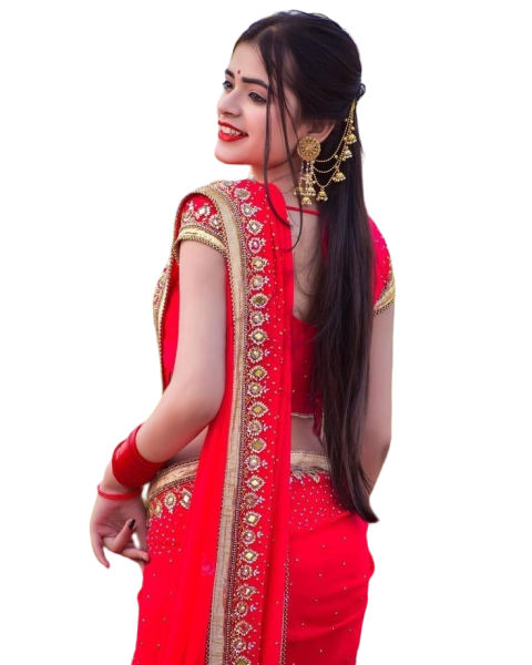 Indian Girl Png In Red Saree Transparent Background For Free