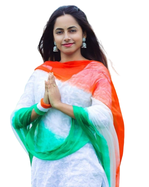 Indian Girl PNG With Tiranga Color Dupatta free Download