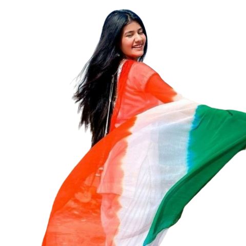 Indian Girl Tiranga Color Dupatta PNG transparent Image