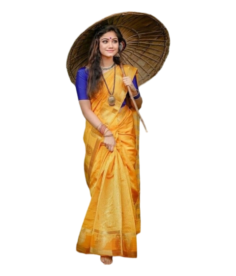 Indian HD Girl Png in Saree With Umbrella Free Transparent