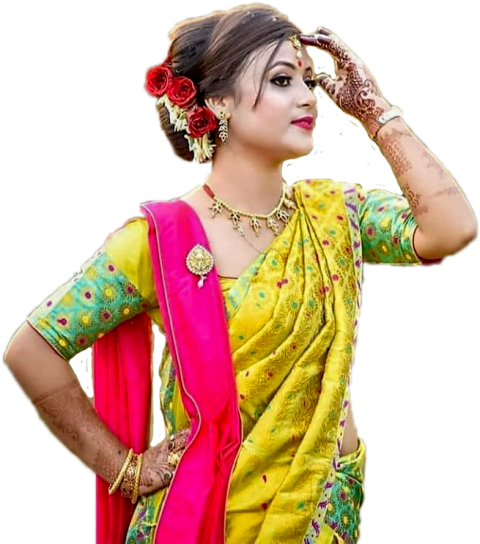 Indian Model Girls Png in Yellow Saree