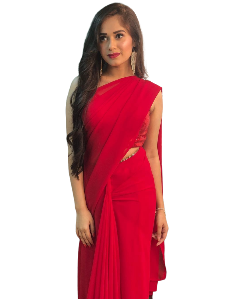 Jannat Zubair Indian Girls Png Hd in Red Saree