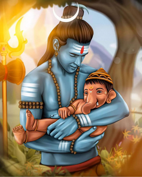 Jay mahadev With Bal Ganesh Banner Design Wallpaper Download