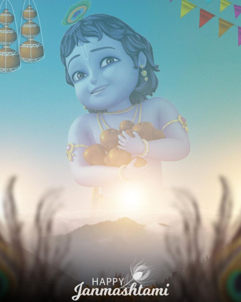 Krishna Janmashtami CB PicsArt Photo Editing Background Img
