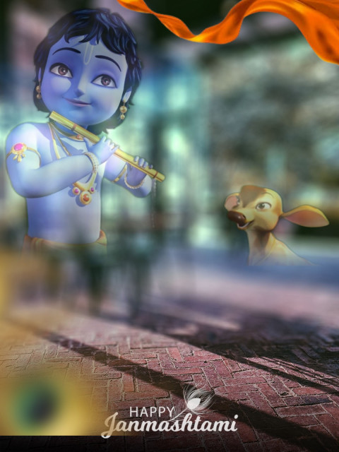 Krishna Janmashtami PicsArt Background Full HD Download