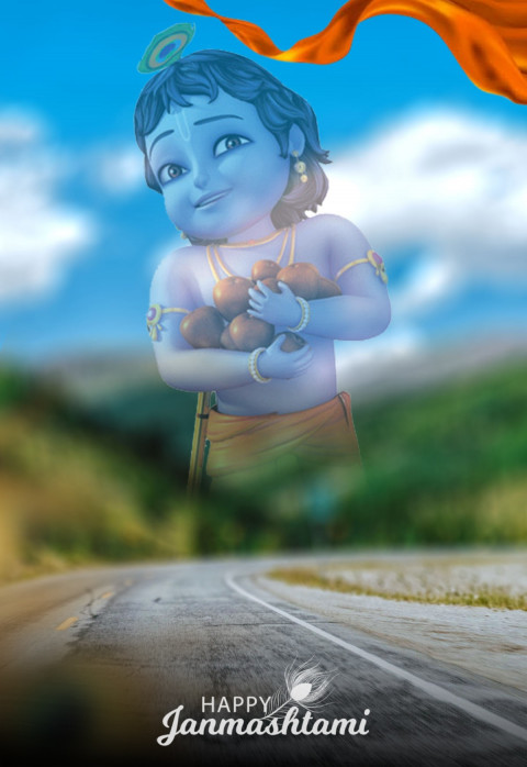 Krishna Janmashtami PicsArt Background Full HD Download New