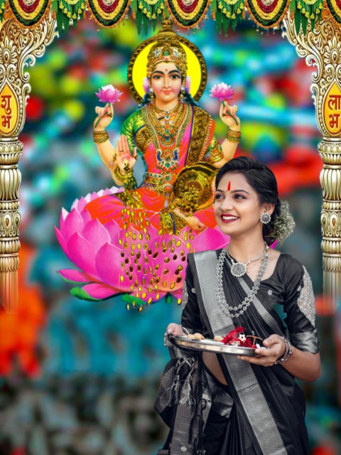 Lakshmi Puja CB Background Download Free With Girl