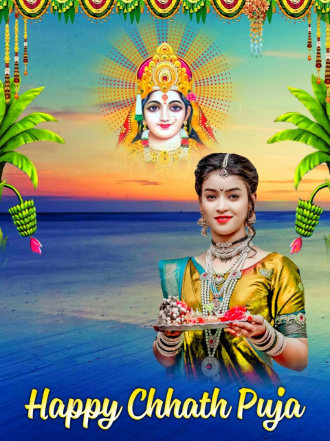 Latest Girls Chhath Puja Photo Editing Background Online