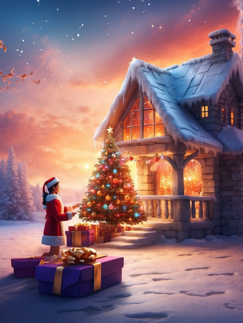 Leonardo D4eiffusion XL create a Merry Christmas CB Blur sunset 1 (1)