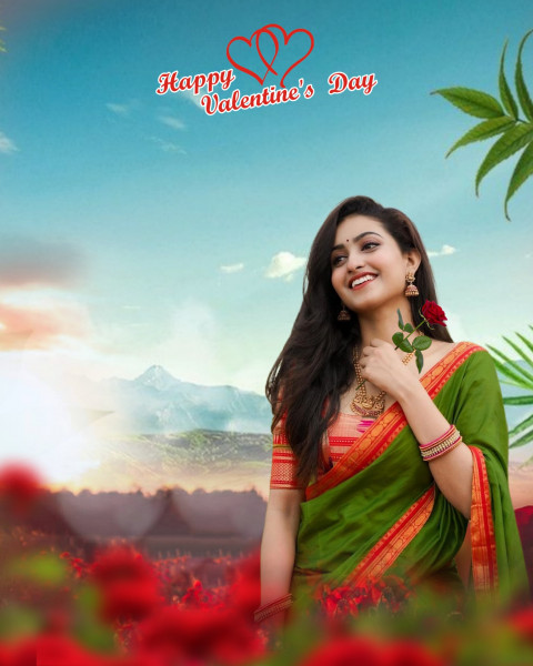 Love Happy Valentine's Day CB Background HD With Girls Free